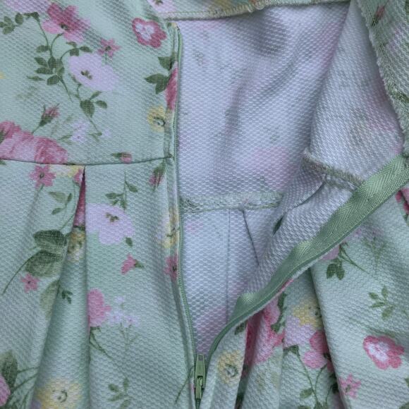 VTG 90s Hartstrings Dress Girls 4 Cap Sleeve Green Pastel Floral Easter Spring - Picture 6 of 9